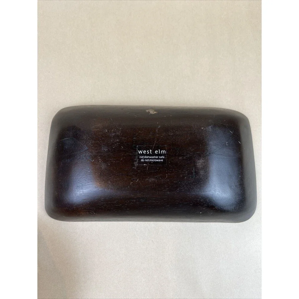 West Elm Rectangle‎ Wooden Sushi Plates Dessert Dish Plate Dark Brown